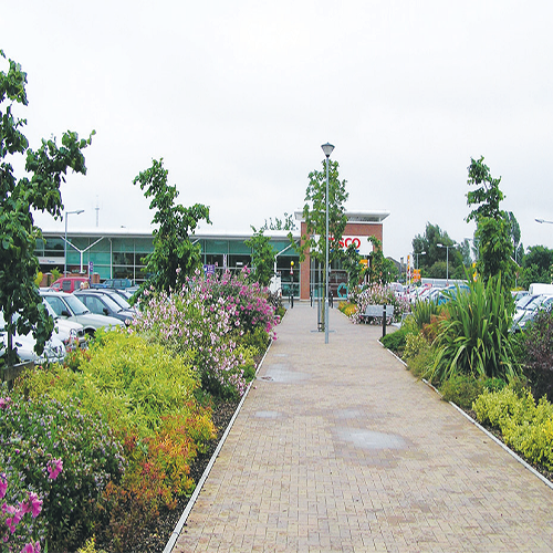 Pathway at Tesco Tiptee car park,